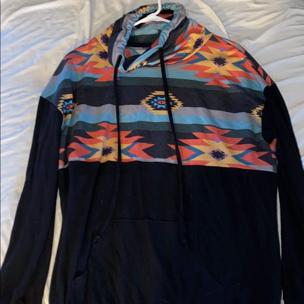 Aztec cowl neck pullover